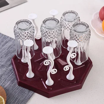 

Countertop Cabinet Space Saving Water Bottle Bar PP Drain Cup Holder With Tray Easy Clean Drying Rack Household Kitchen Supplies