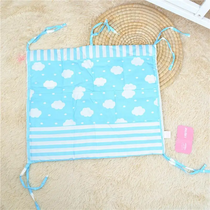 Blue hanging bag Занавеска для кровати из чистого хлопка, Детская кровать в облачном стиле - Цвет: Blue hanging bag