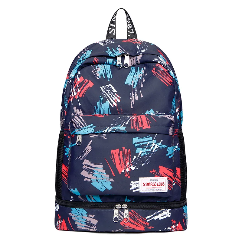 Dark Blue Graffiti Women Gym Backpack Flower Fitness Bag Sac De Sport Bags Dry And Wet Independent Shoes Bags Female Bolsa Deporte Gymtas XA906WA - Цвет: Dark Blue Graffiti