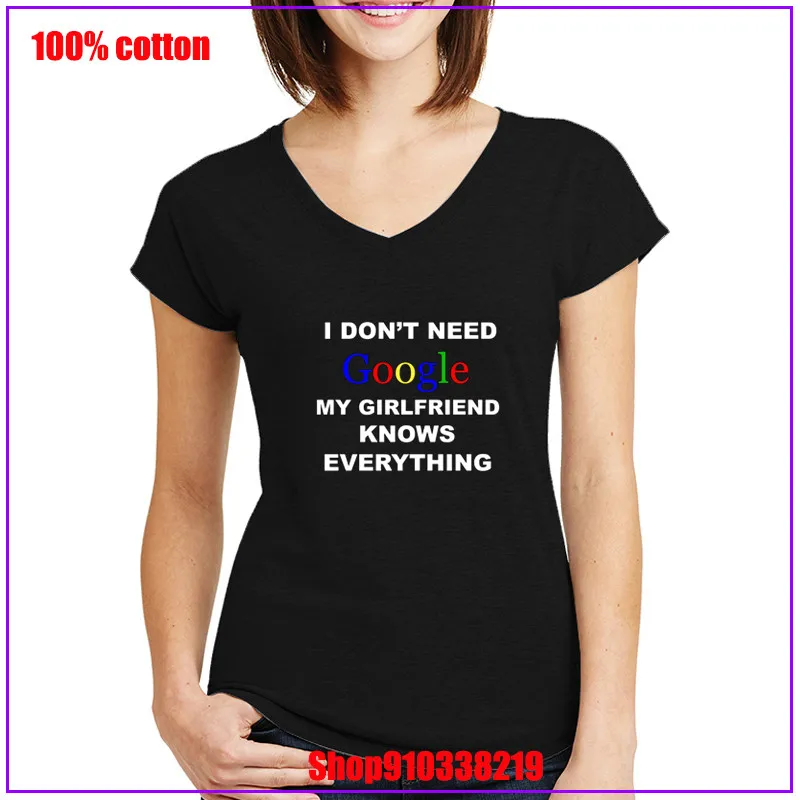 I don't need google girlfriend white Letter Tshirt Women Half life A Prayer V Neck T Shirt Video Game Pure Cotton women t-shirt | Женская