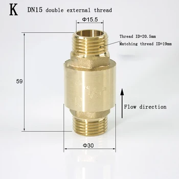 

Brass Check Valve One Way Non-return Valve G1/2 G3/4 G1 Male Thread 1.6MPA Vertical check valve Double thread