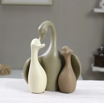 

Porcelain Mother Swan Figurine Swan Baby Miniature Maternity Decoration Handmade Ceramics Modern Ceramic & Enamel Flat Surface