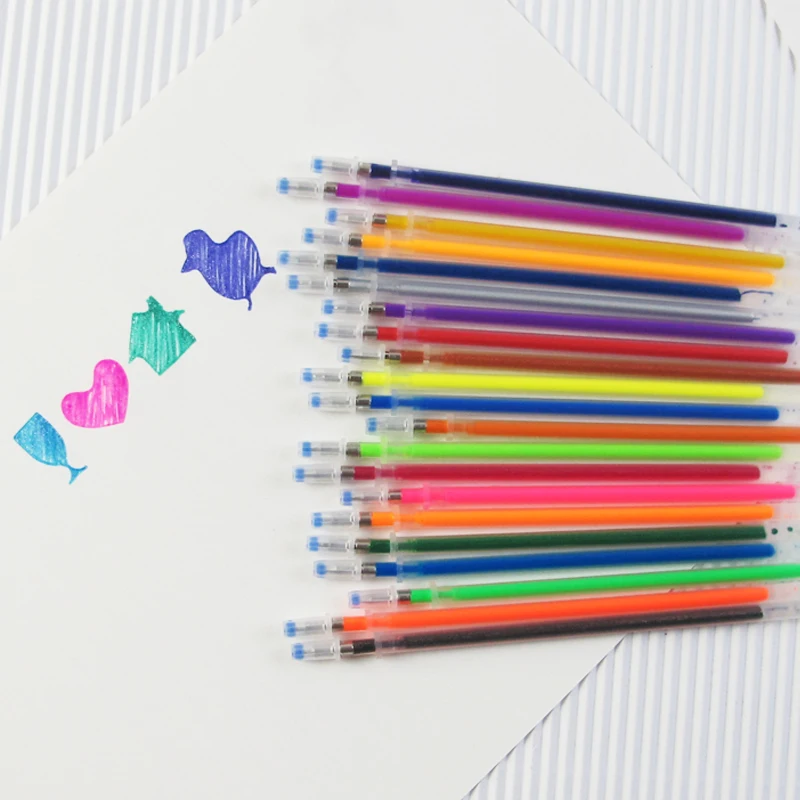 

2017 New 48 Colors A Set Flash Ballpint Gel Pen Highlight Refill Color Full Shinning Refill Painting Pen Freeshiping