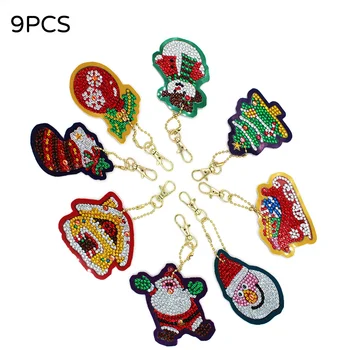 

8PCS Painting Christmas Snowman Full Diamond DIY Cross Stitch Diamond Rust 5D Diamond Painting Handmade Pendant Decor