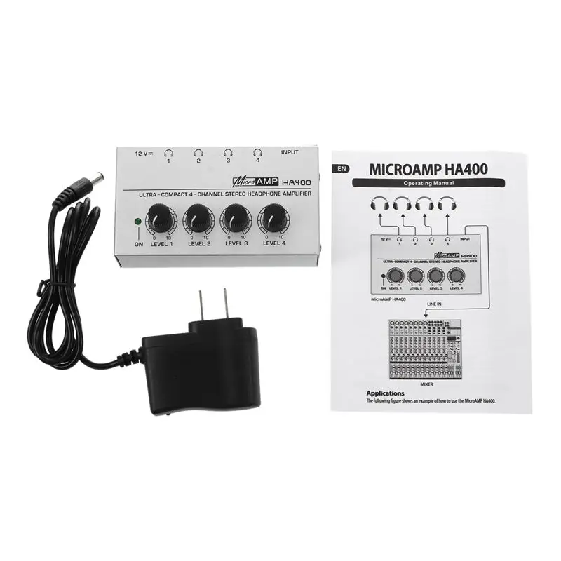 HA400 4 Channel Ultra compact Headphone o Stereo Amp Microamp Amplifier