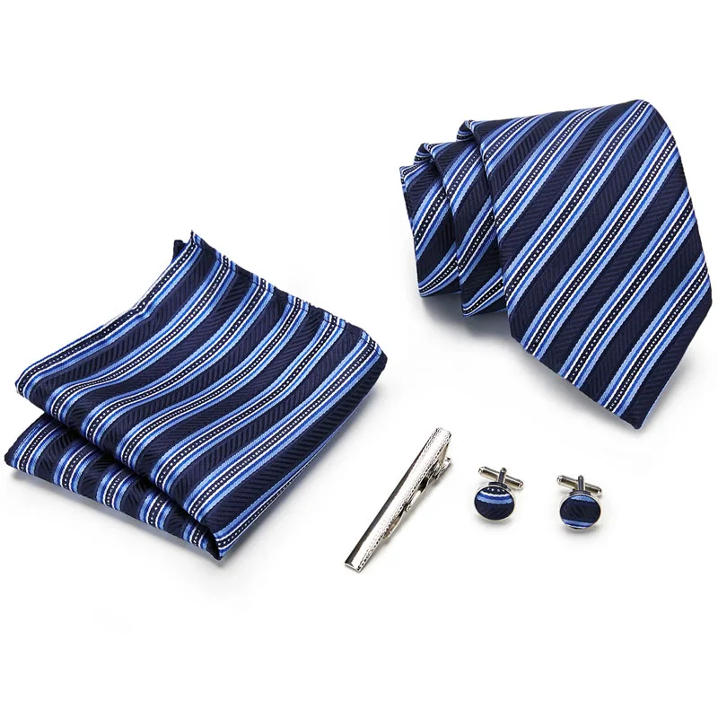  2019 mens fashion tie set silk ties for men tie handkerchief cufflinks&pin gift box packing men's c