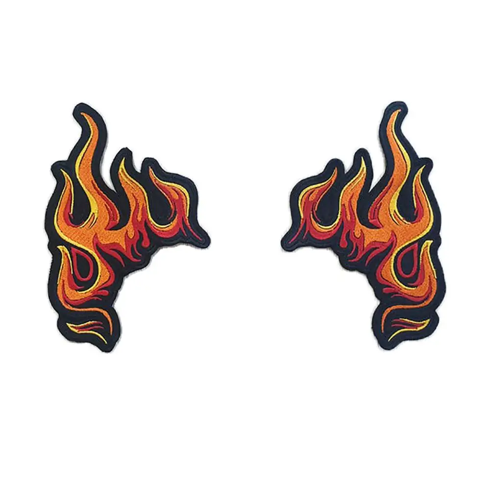 Flames Fire Embroidery Sew On Iron On Patch Badge Shirt Fabric Applique Craft 