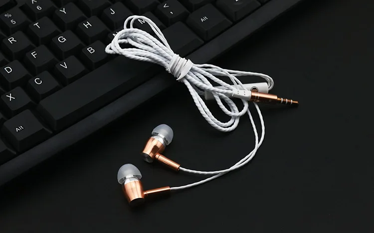 10 шт. в ухо проводные наушники гарнитура смартфон сабвуфер с микрофоном для iPh Android handphone - Цвет: Gold