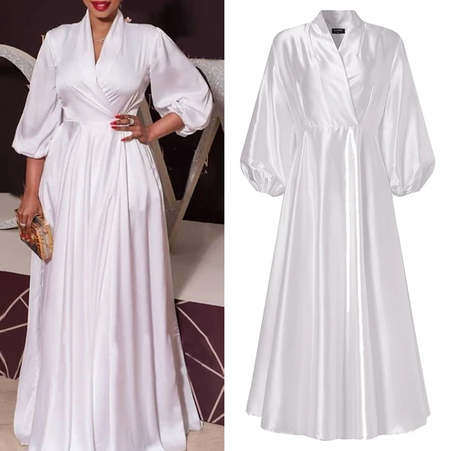 VONDA Summer Long Maxi Party Dress 2021 VONDA Sexy V Neck Long Sleeve Solid Dresses  Bohemian Vestidos Femme Sundress 3