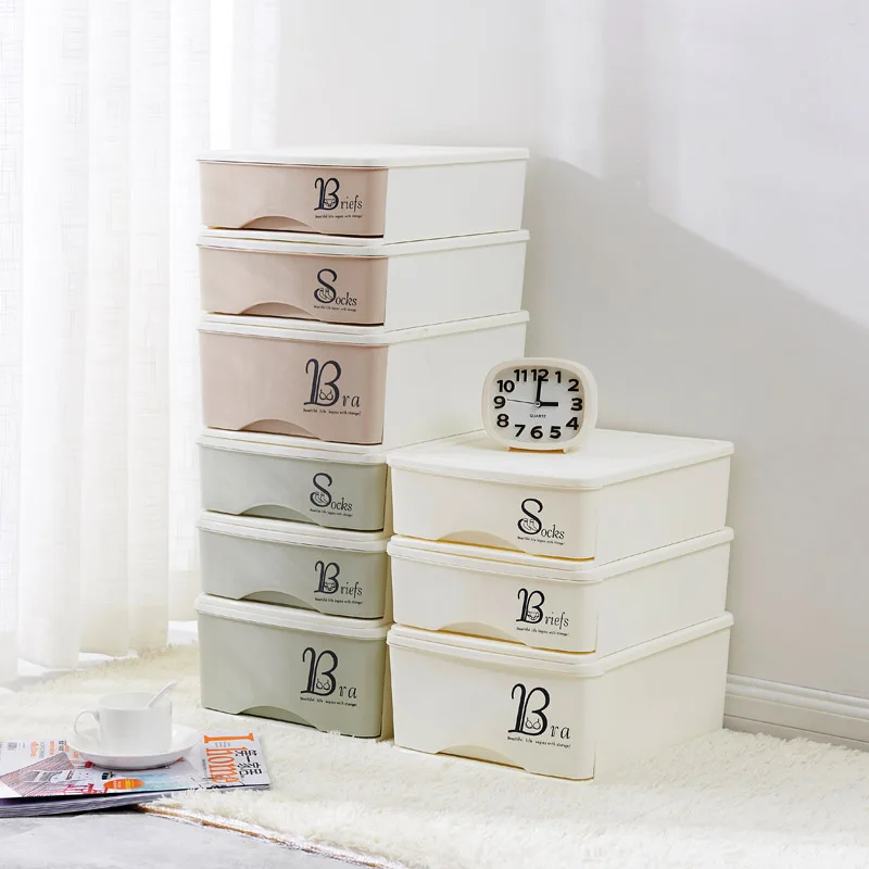

3PCS Drawer Type Plastic Underwear Storage Box Sub-grid Panty Sock Storage Organizers Multifunction Sundries Save Finishing Box