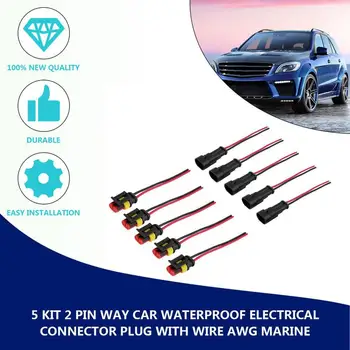 

5Pcs 2-Wire 2P Car Waterproof Male Female Electrical Connectors Plug-In Car Motorcycle Scooter Marine Electrical System