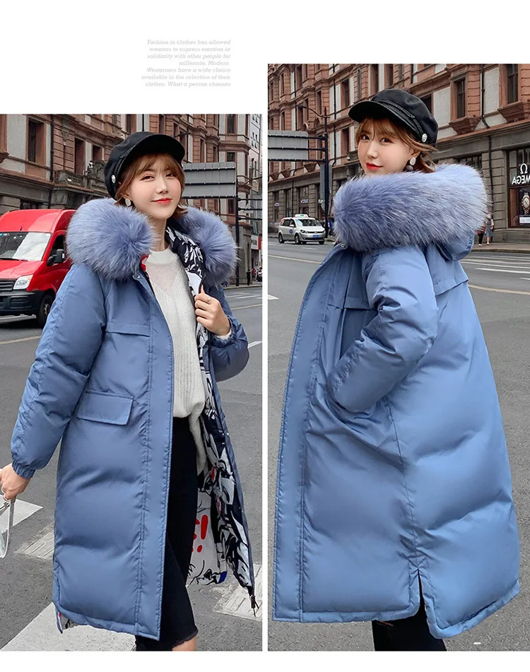 Двухсторонняя Новинка, Зимняя женская куртка с капюшоном, утолщенная меховая женская длинная теплая парка, верхняя одежда, пальто большого размера BY4