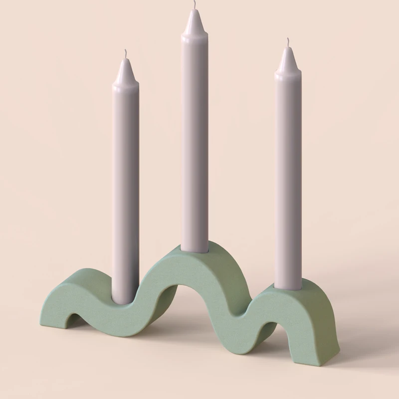 Silicone Mold for Concrete Candle Holder Creative Wavy Design Cement
