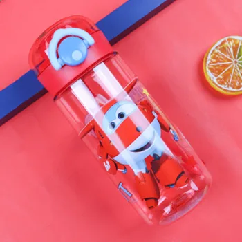 

400ml Children's Water Bottles Cup Kids Straw Cup Anti-fall Kettle Convenient Cute Plastic Cup Bottles Super Wing Cartoon Cup