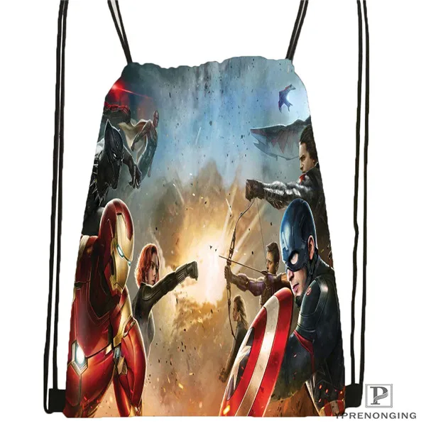 Пользовательские Мстители из комиксов Marvel походная сумка на шнурке для мужчин и женщин милый рюкзак дети ранец(черная спина) 31x40 см#180531-01-42 - Цвет: Drawstring Backpack