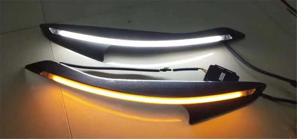 2 шт., автомобильный головной светильник, украшение для бровей, сигнал поворота DRL, светодиодный светильник дневного света для Ford Focus 3 MK3 2012 2013