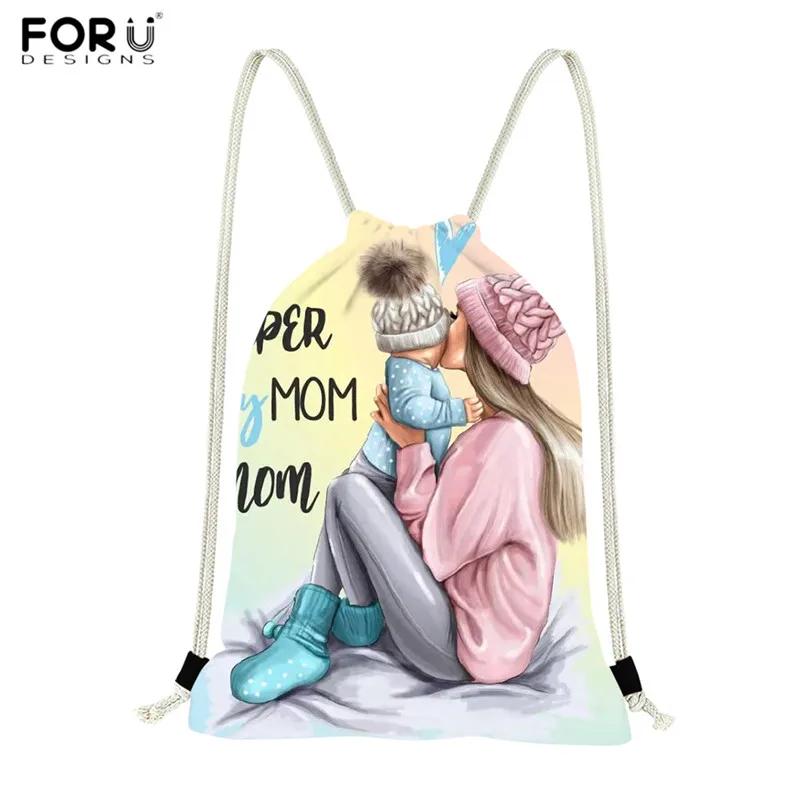 FORUDESIGNS Super Queen Mom Princess Girls Print Drawstring Bags Polyester Women Shopping Bag High Quality Travel Storage Bags - Цвет: HMA541Z3