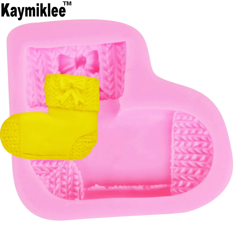 

Kaymiklee M323 Christmas Sock shape Chocolate Candy 3D silicone Mould Cartoon cake tools Soap Mold Sugar craft Cake Decoration