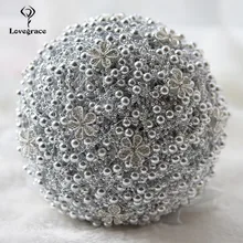 Lovegrace Свадебный букет невесты искусственный Шелковый цветок розы Букет Роскошный Кристалл Искусственный жемчуг ручной работы качественный свадебный цветок