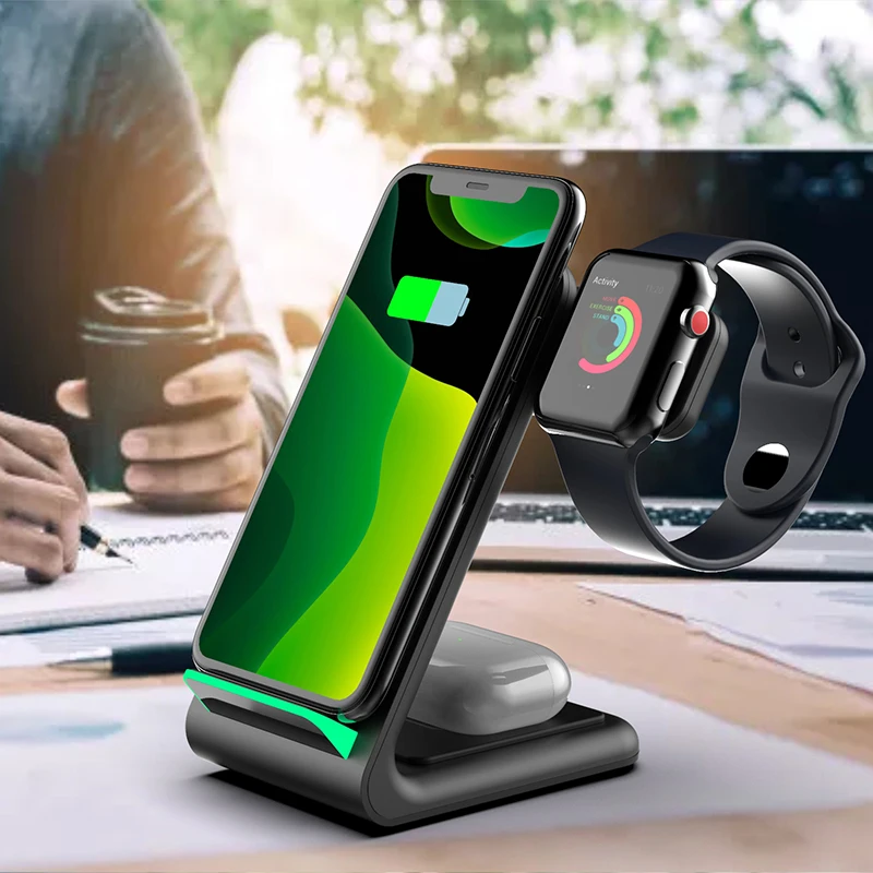 Беспроводное зарядное устройство 3 в 1 15 Вт для Iphone 12/12 Pro Apple Watch 6/5 Airpods | Мобильные