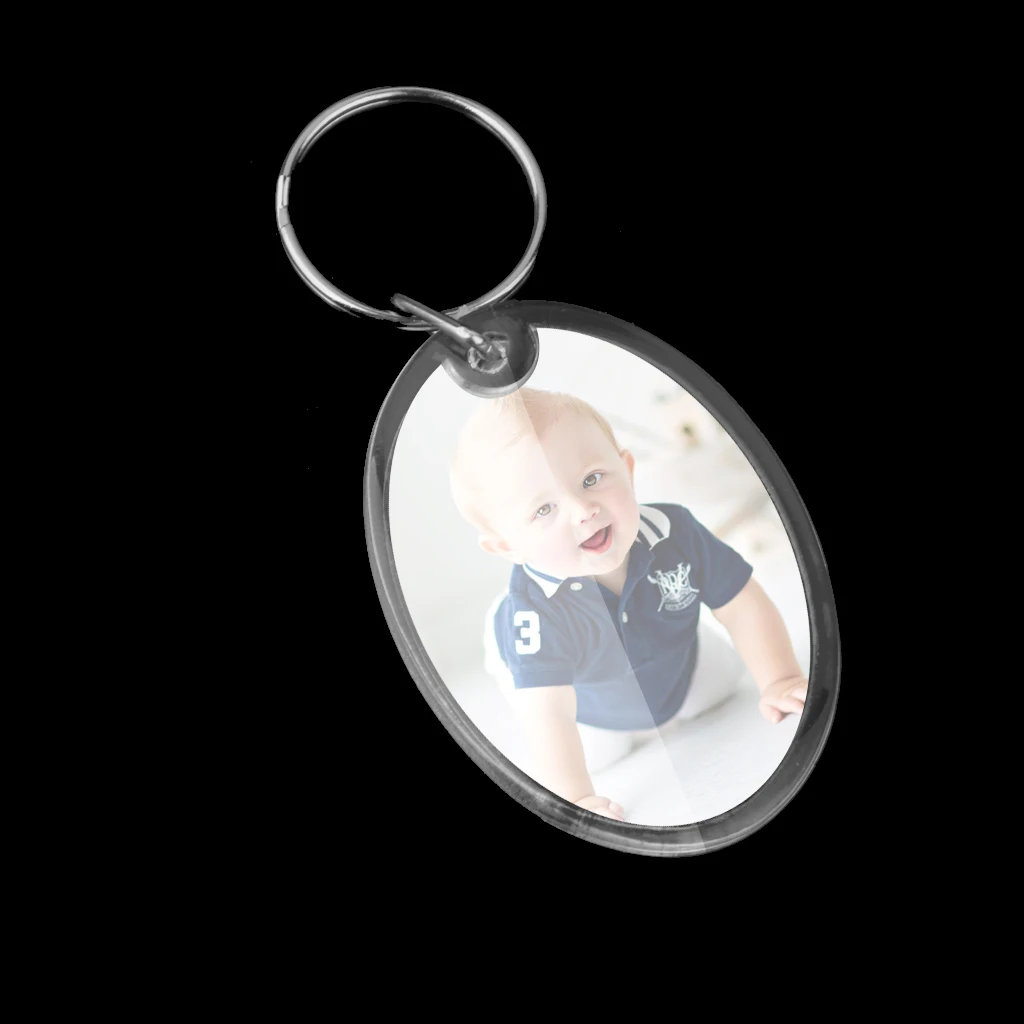 3.3x5cm Rectangle Blank Clear Photo Snap-in Keychain Pack of 10
