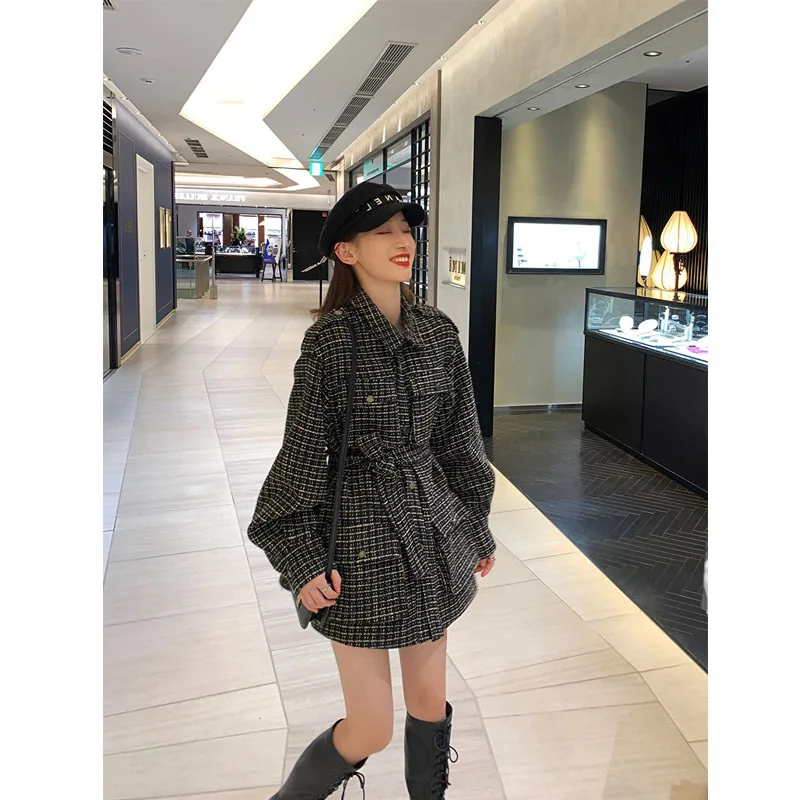 I Tops женский стиль ретро Hong wei inflooring NS Super Fire Sense of Design однобортный не основной плед Woole