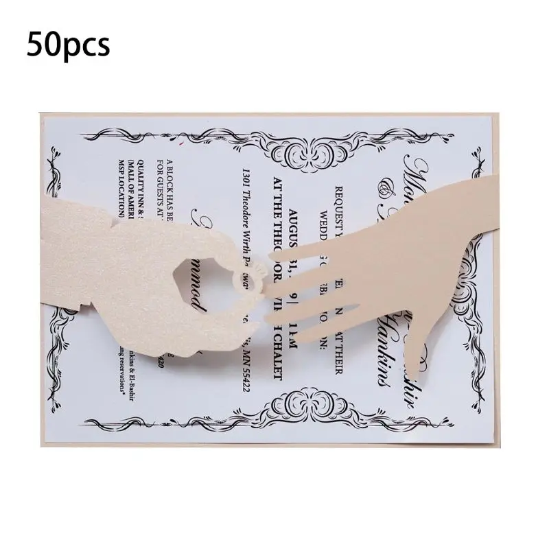  50pcs Wedding Invitation Cards Kits with Envelopes Laser Cut Birthday Greeting Card Wedding Decorat - 4.00036E+12