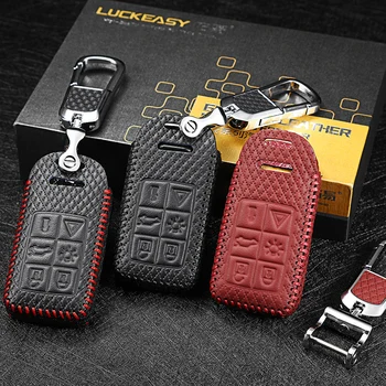 

luckeasy Leather Key Cover for volvo xc60 s60 s60l v60 v40 s80l 2011-2018 6 button CAR holder case key3
