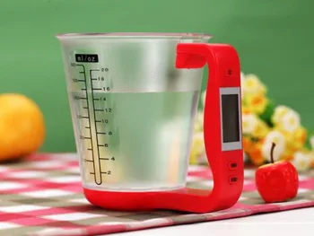 

Hostweigh Measuring Cup Kitchen Scales Digital Beaker Libra Electronic Tool Scale with LCD Display Temperature Measurement Cups
