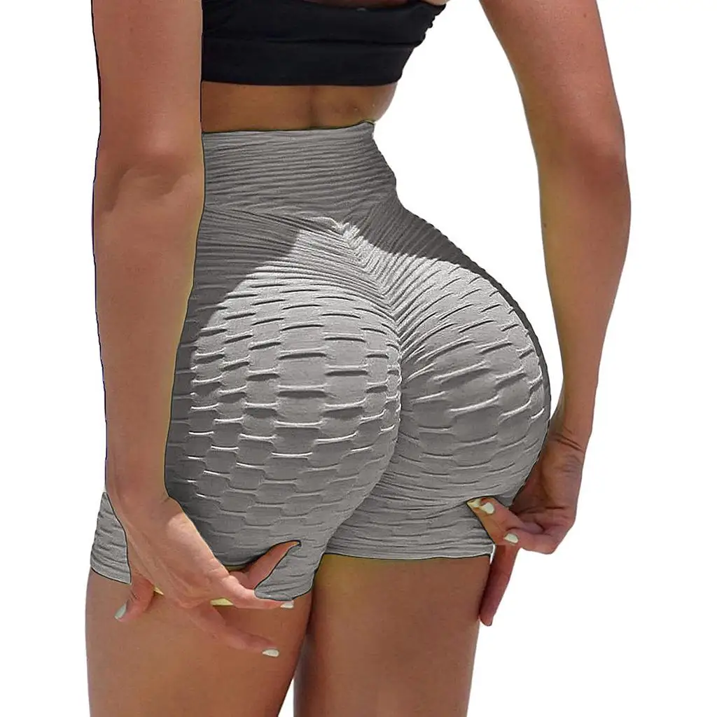 Women's Sexy Solid Color Stretch Pants Tight High Waist Slim Short Bottom Casual Jacquard Yoga Sport Clothing gym shorts Shorts