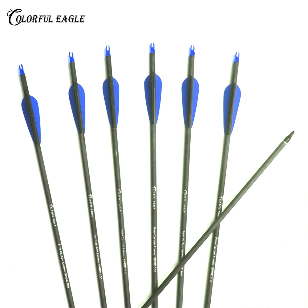 6/12/24pcs 28/30/31 Inch Pure Carbon Arrows Spine 300 400 Archery