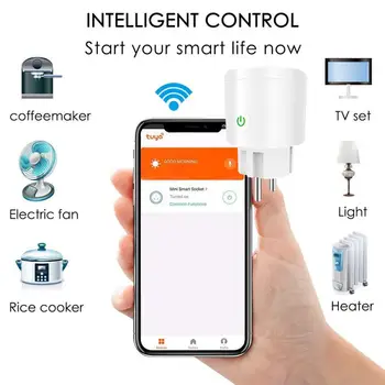 

10A 16A EU Wifi Smart Plug With Power Monitor Wifi Wireless Smart Socket Outlet With Google Home Alexa Voice Control Smart Home