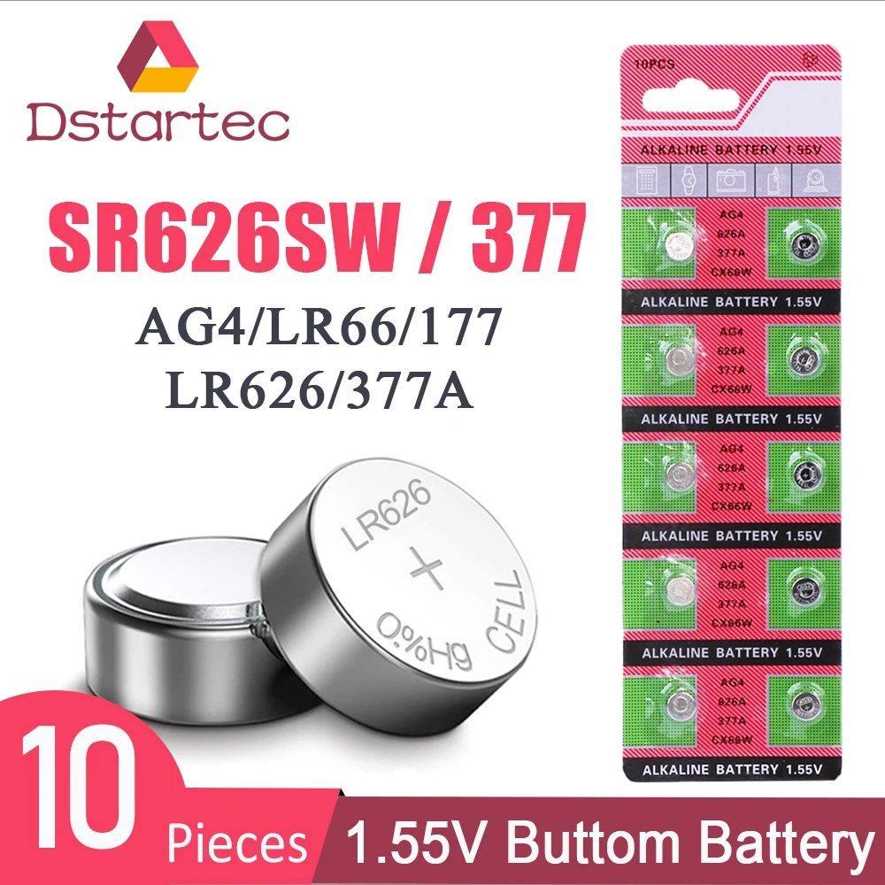 2020-Nuevo 10 unids/pack 30mAh AG4 377 SR626SW SR626 177 376 626A LR66 LR626 SR66 botón reloj de batería de 1,55 V