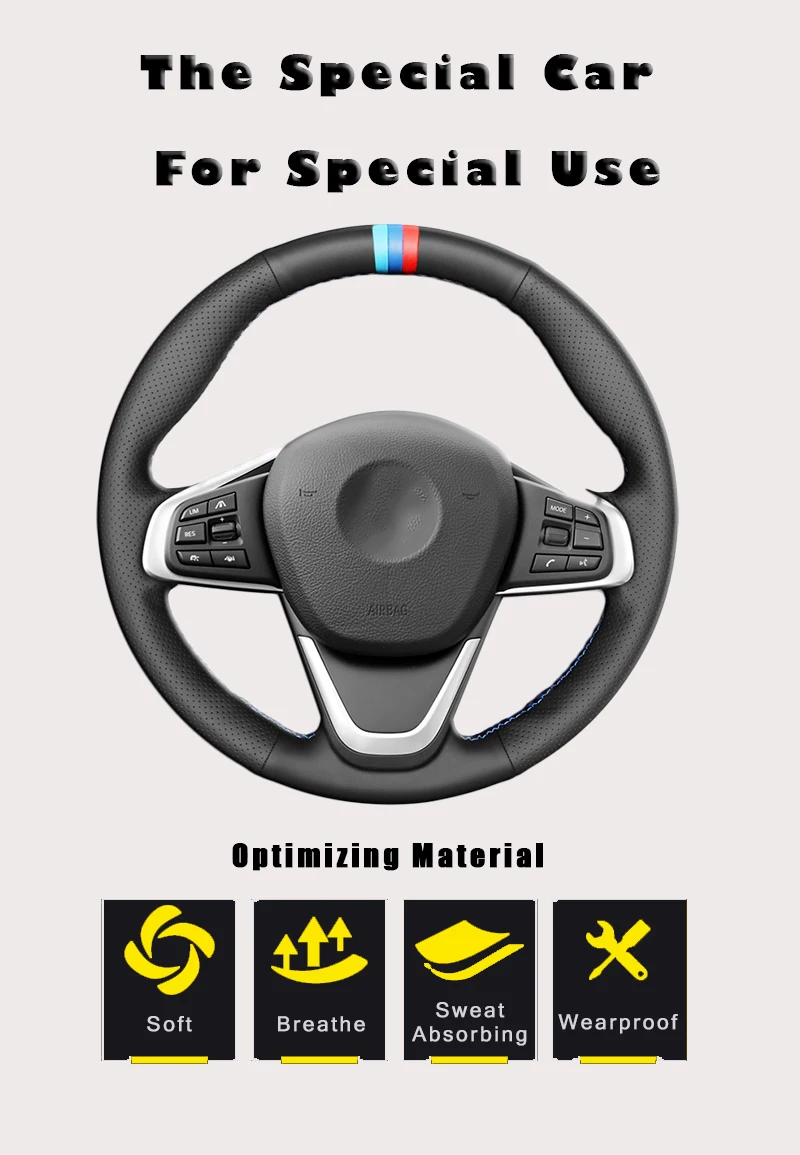 Авто оплетка на руль для BMW F45 F46 X1 F48 X2 F39 DIY автомобиля оплетка колеса Чехлы автомобиля-Стайлинг Аксессуары для интерьера