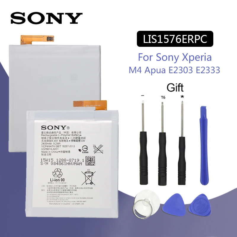 SONY LIS1576ERPC телефон батарея 2400 мАч для SONY Xperia M4 Aqua E2303 E2333 E2353 запасная батарея+ Бесплатные инструменты