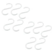 

10 Pcs White Plastic S Shape Hanger Hook For Home Clothing Baskets