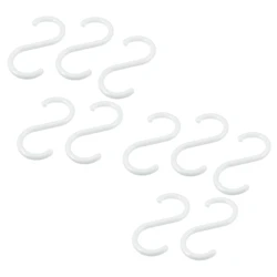 10 Pcs White Plastic S Shape Hanger Hook For Home Clothing Baskets