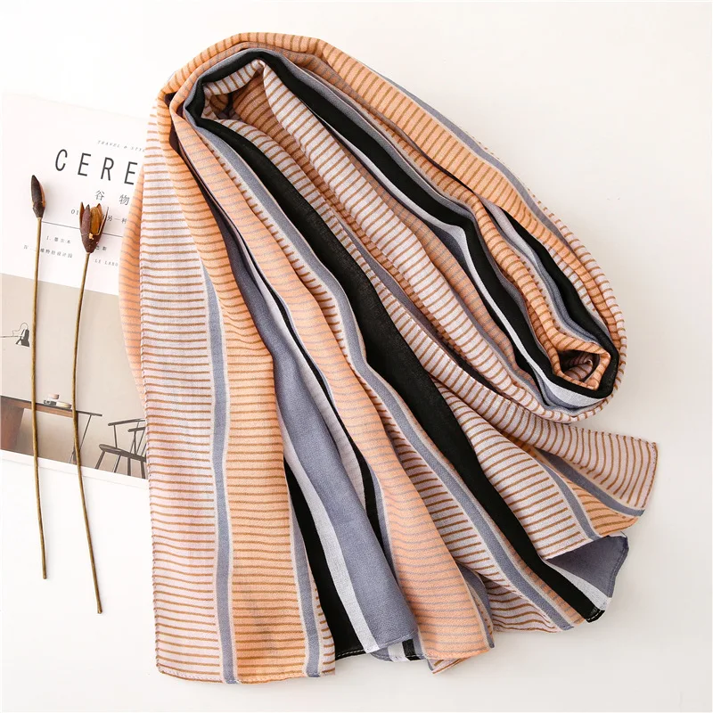 KYQIAO ladies office winter scarf Women Brand Fashion striped Shawl Scarf Soft Wrap Pashminas Sjaal Muslim Hijab Snood