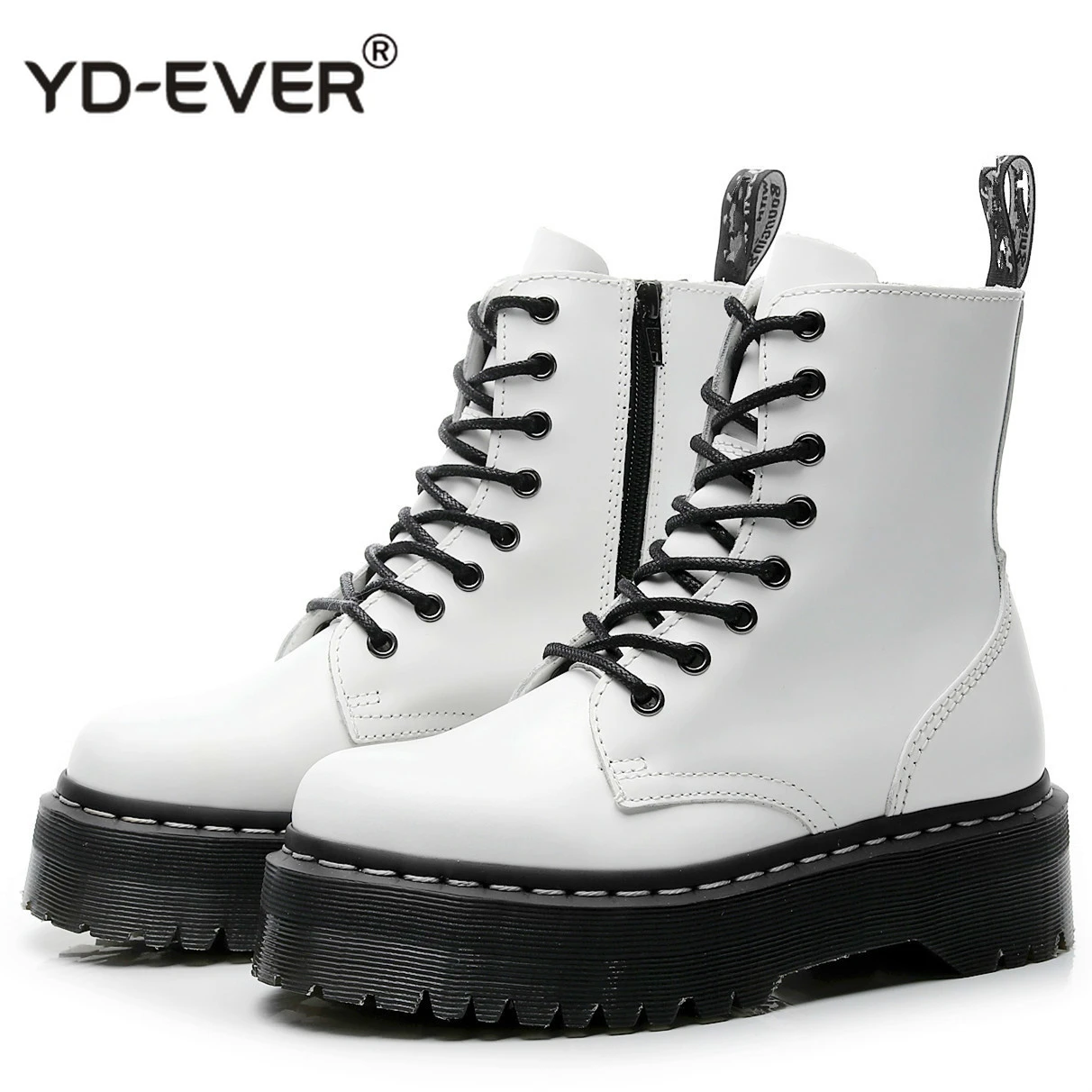 white platform military lace up boots