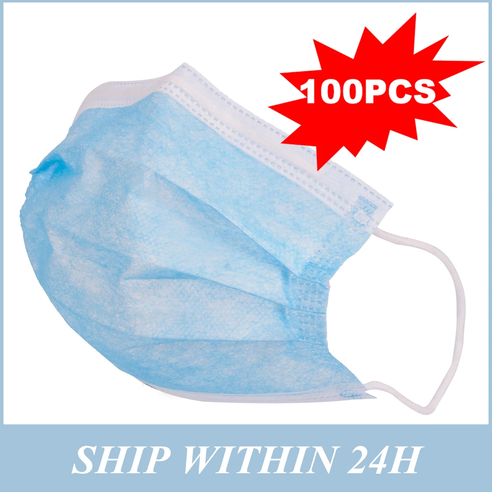 

Disposable Masks Anti-Dust Dustproof Anti-Haze Respirator Non-Woven Face Mask 3 Layer Earloop Mouth Masks 50/100pcs, In Store