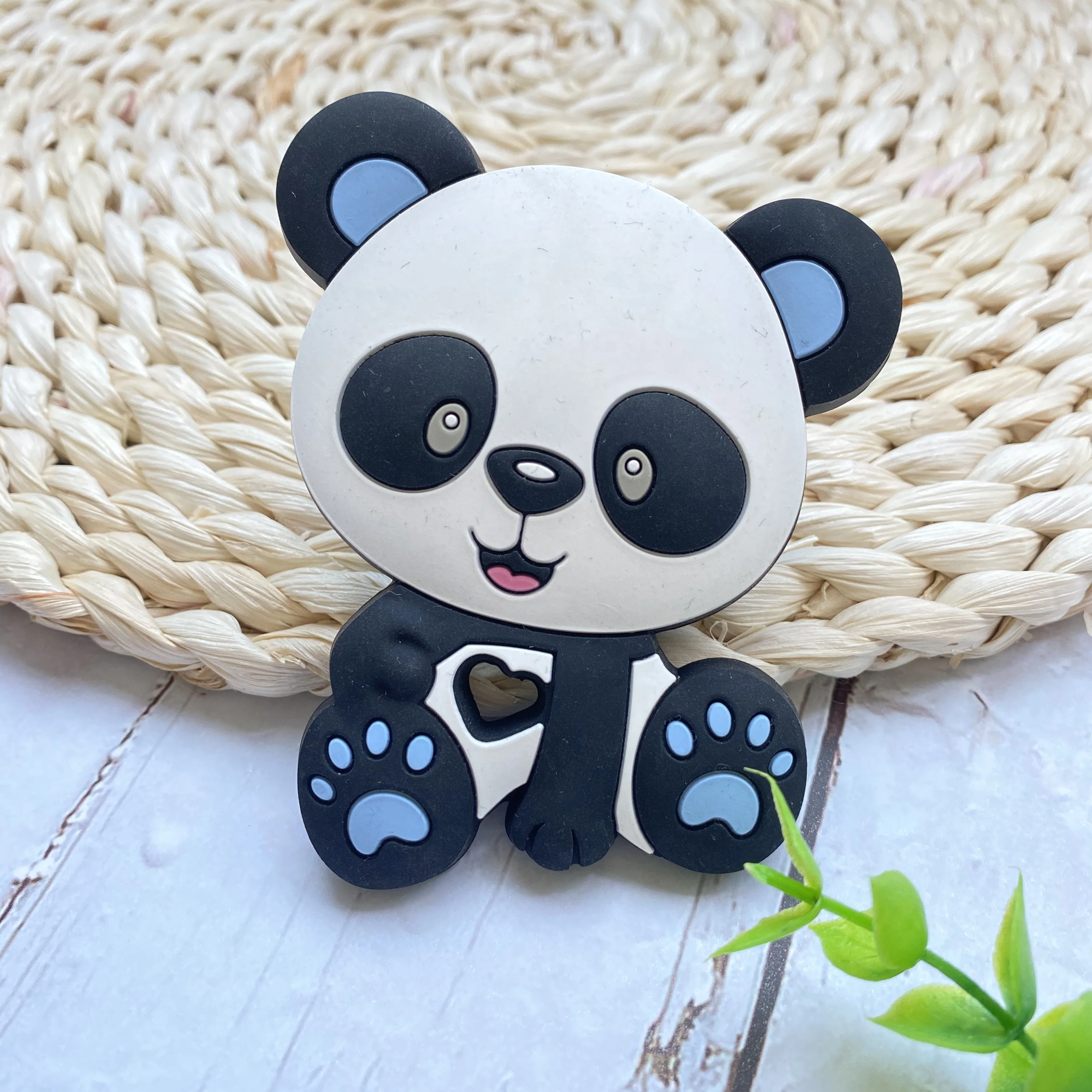 1PCS BPA 무료 팬더 실리콘 Teethers 식품 학년 동물  Teething 비즈 선물 씹는  장난감 설치류 액세서리