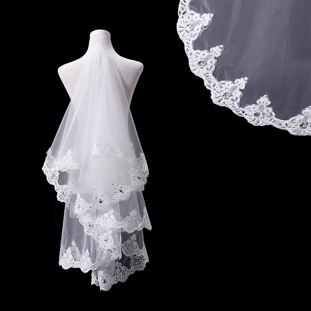 Европа и Америка поперечная граница для невесты свадебное платье головной убор белая кружевная вуаль 2 м Тонкая Европейская и американская