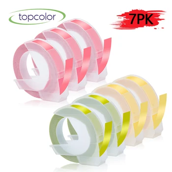 

Topcolor 7PK 3D Embossing Manual Labeller Tape PVC Replace Dymo Label Maker Typewriter 9mm Sticker Colorful for Dymo Label Print