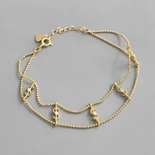 Настоящее 925 пробы, серебряный браслет, Золотая буква "$", бусины, браслеты для женщин, браслет femme 925 Серебряные украшения