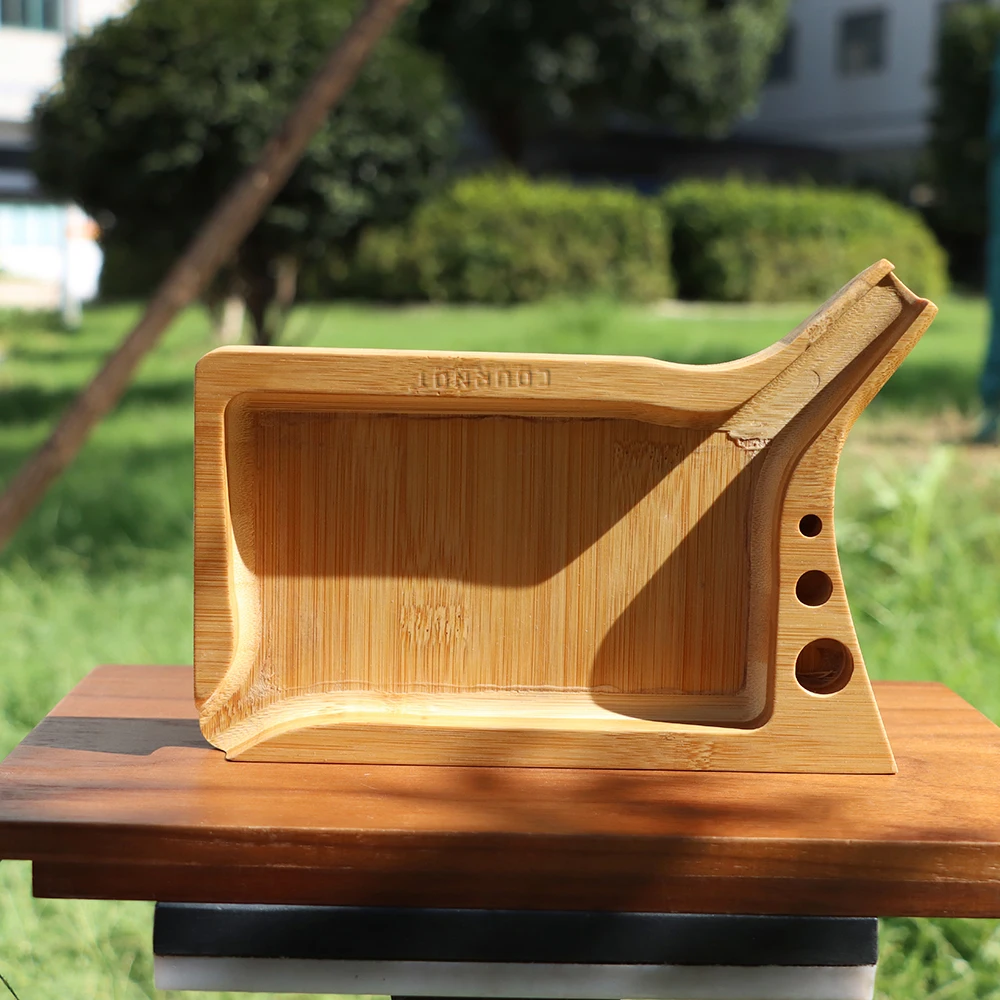 Bamboo Wood Rolling Tray With Pre Rolled Cone Holder Handmade Weed Herb Tobacco Grinding Multifunctional Tray (5.2