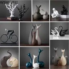 Керамическая ваза с животными как лебедь олень украшение книжного