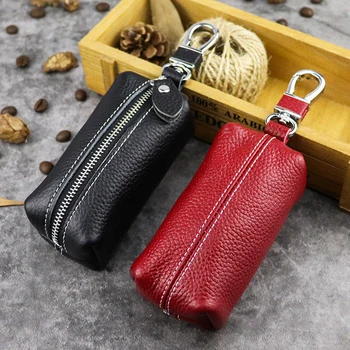 

100% Genuine Leather Key Case Large Capacity Multi-function Car Key Bag Key Pouch for Household Door Unisex Keychain Housekeeper