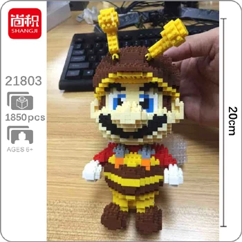 Bee Mario HC Супер Марио Луиджи Тоторо Пикачу Йоши Сейлор Мун обезьяна кошка Карманный Монстр Алмаз Мини Строительные маленькие блоки игрушка без коробки - Цвет: Bee Mario
