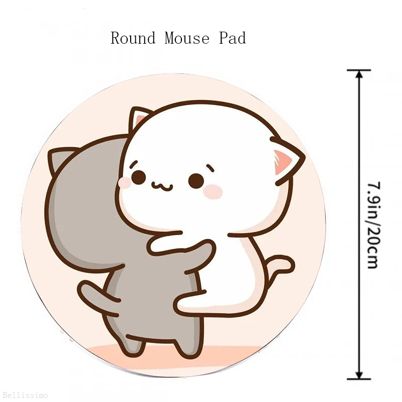 Round Mousepad Gamer Peach Mochi Cat Mouse Pad Small Gaming Computer Mat Table Desk Keyboard Extended Gamers Accessories | Компьютеры и