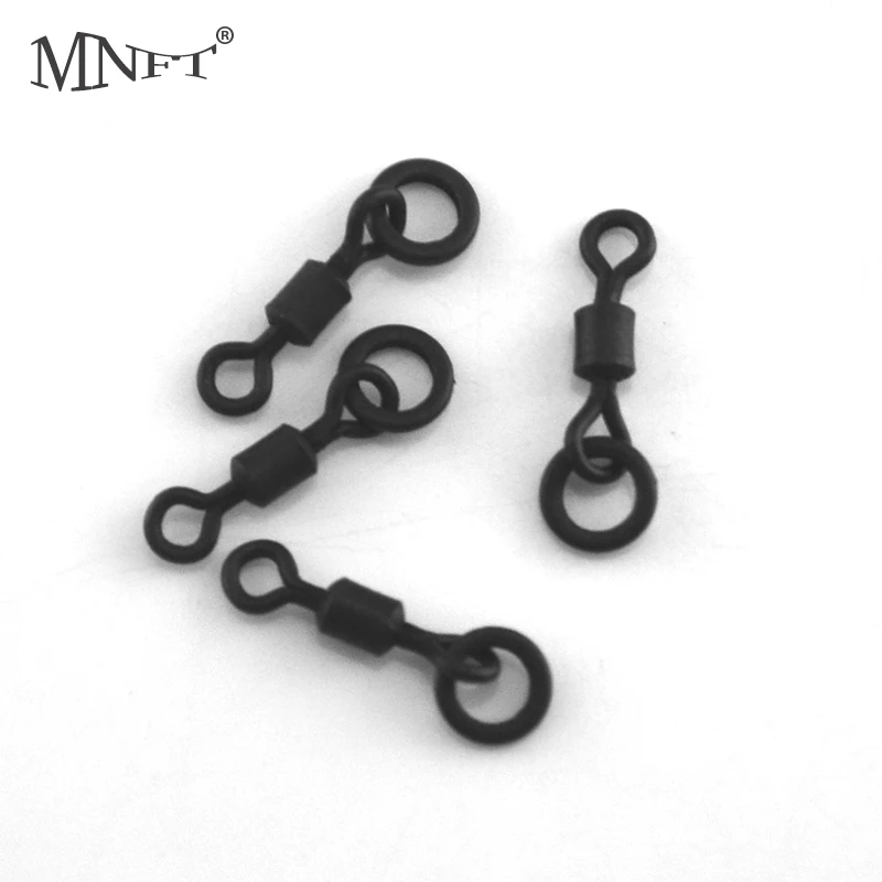 

MNFT 50Pcs Fishing Ring Swivel Carp Fishing Tackle Big Rig Swivels Length L-24mm & M-11mm